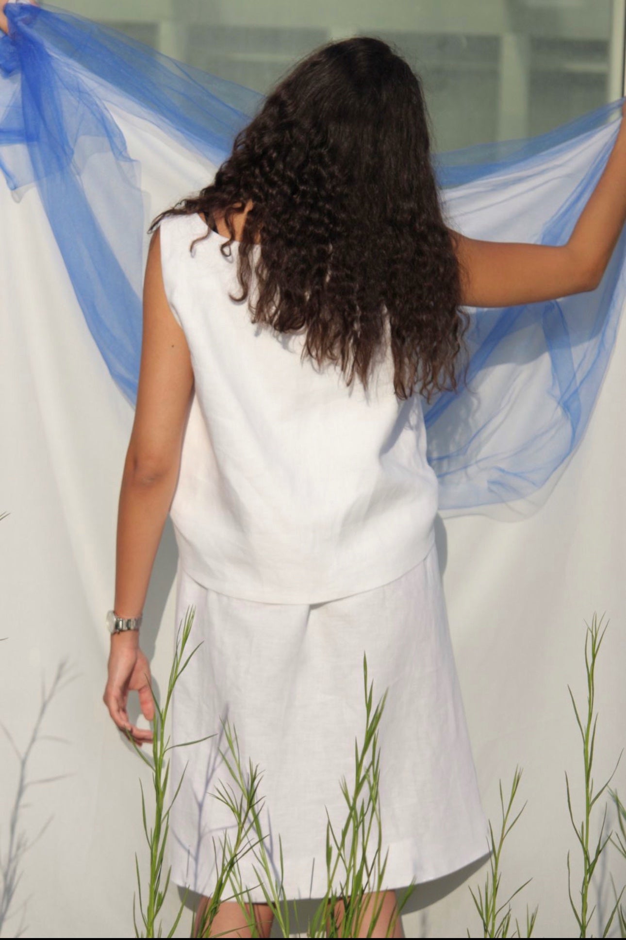 Gathered Grace - Linen Short Dress